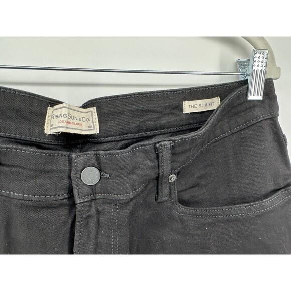 RISING SUN & CO. Mens Size 34X 32 Black Zip Fly The Slim Fit Jeans NEW - Picture 2 of 3